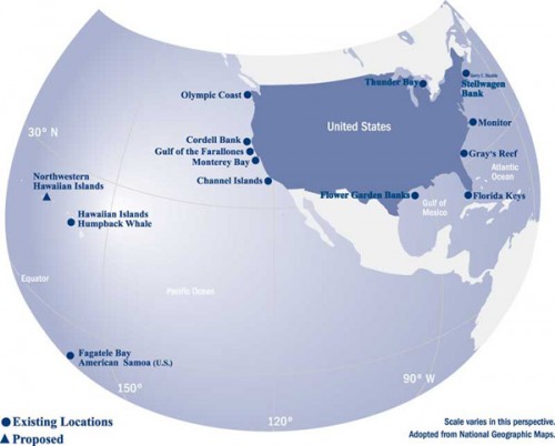 Map of National Marine Sanctuary System, NOAA