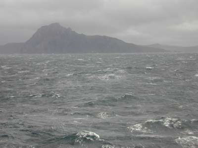 Cape Horn on an unusually calm day (December 28, 2000). We are within two miles of the Cape.